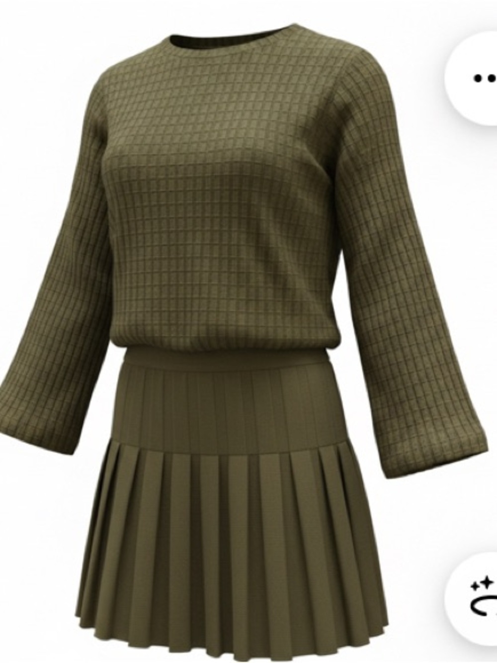 NWT- XL Olive Green Ribbed cable Knit pattern Sweater & Matching Skirt